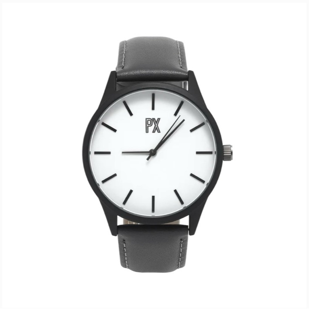 PX Clothing | BNIB |⌚️Tyler Leather Strap Watch in Charcoal